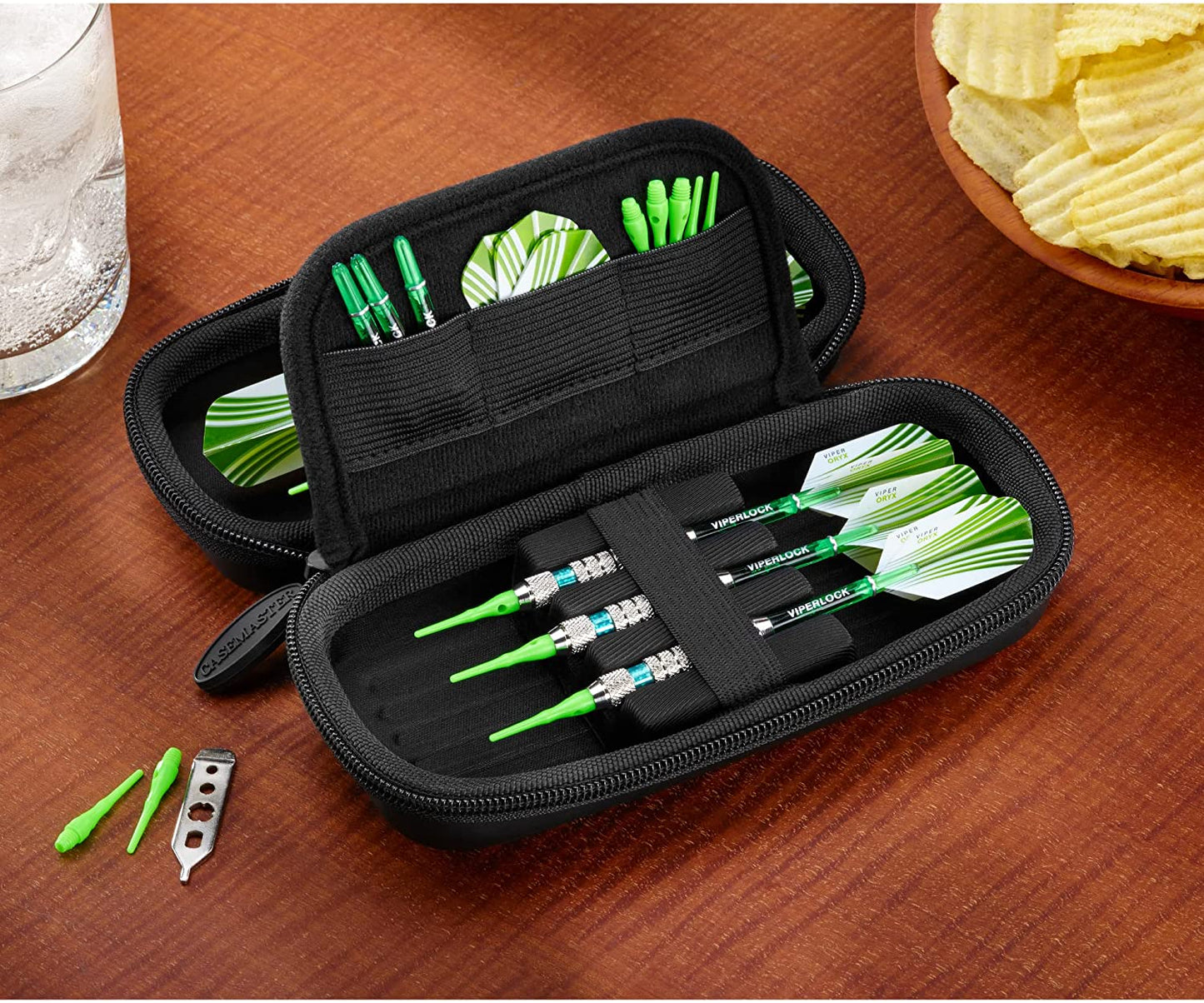 Sentry Dart Case Slim EVA Shell for Steel and Soft Tip Darts, Hold 6 Darts and Features Built-In Storage for Flights, Tips and Shafts