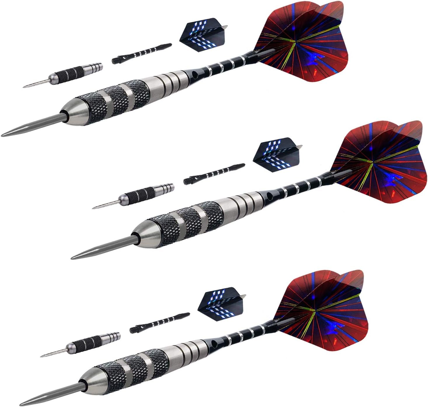 Darts Metal Tip Set Professional Metal Darts for Dartboard Steel Tip Darts with Nonslip Iron Barrel Aluminum Dart Shafts,Extra Flights,Dart Sharpener,Gift Box