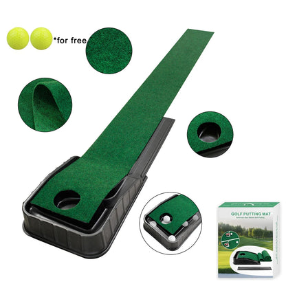 Golf Putting Green 7.33FT*1FT Golf Putting Trainer Mini Golf Mat with Auto Ball Return Function for Home/Outdoor/Office Use