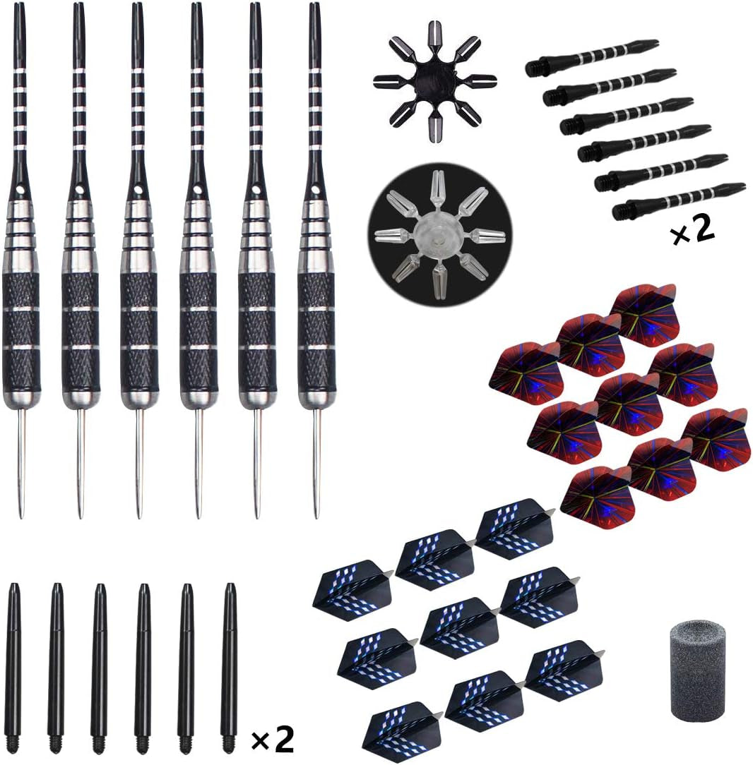 Darts Metal Tip Set Professional Metal Darts for Dartboard Steel Tip Darts with Nonslip Iron Barrel Aluminum Dart Shafts,Extra Flights,Dart Sharpener,Gift Box