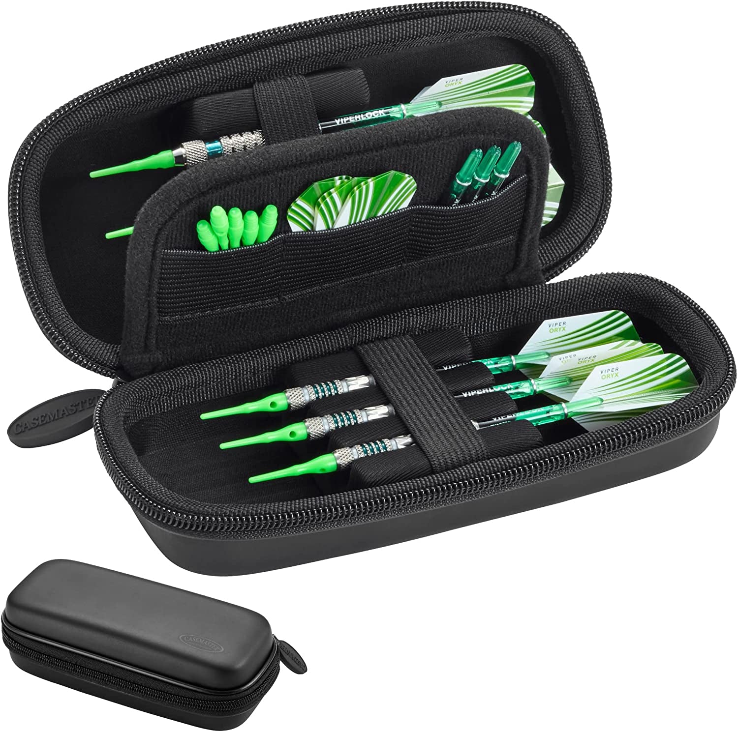 Sentry Dart Case Slim EVA Shell for Steel and Soft Tip Darts, Hold 6 Darts and Features Built-In Storage for Flights, Tips and Shafts